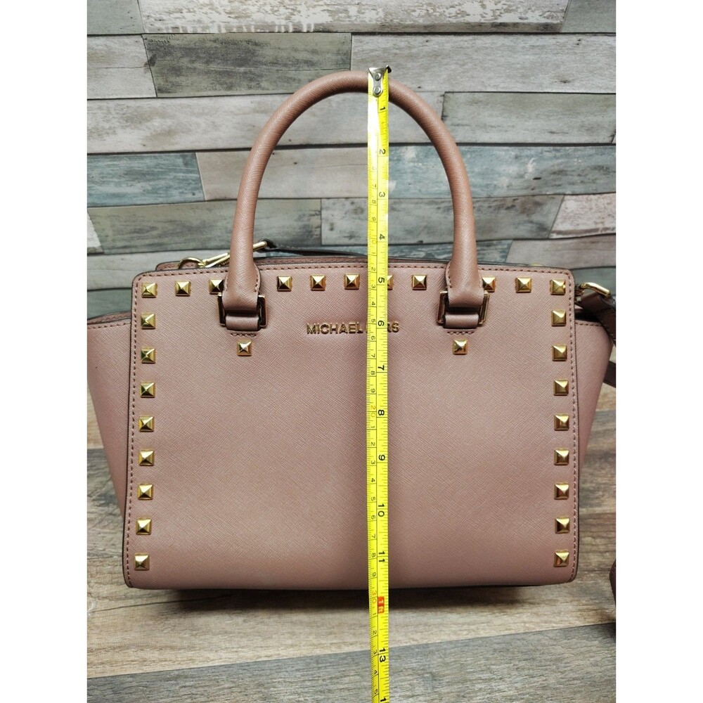 MICHAEL Michael Kors Selma Stud Medium Top Zip Leather Satchel Handbag Luggage - Picture 14 of 16